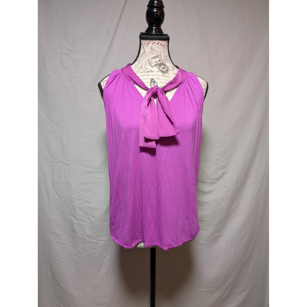 Banana Republic Purple Sleeveless Tie Neck Lightweight‎ Blouse Women's Small